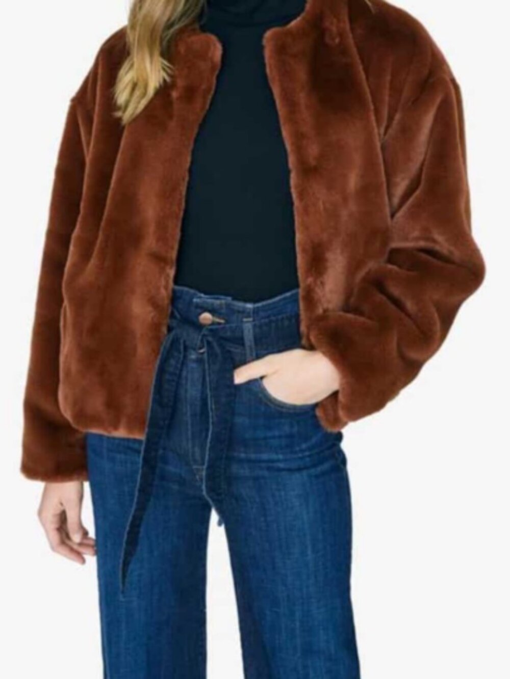 Women’s Sanctuary Starry Night Faux Fur S Brown Teddy Jacket